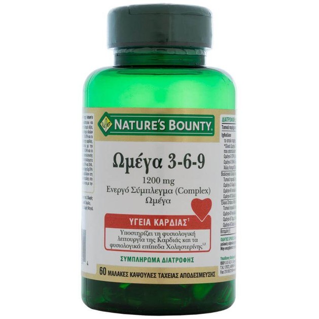 Nature\'s Bounty Ωμέγα 3-6-9 Συμπλήρωμα Διατροφής για τη Καλή Υγεία του Οργανισμού 1200mg 60caps Nature\'s Bounty Ωμέγα 3-6-9 Συμπλήρωμα Διατροφής για τη Καλή Υγεία του Οργανισμού 1200mg 60caps