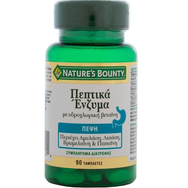 Nature\'s Bounty Πεπτικά Ένζυμα Συμπλήρωμα Διατροφής που Βοηθούν στην Πέψη των Πρωτεϊνών, των Λιπών & των Υδατανθράκων 90tabs Nature\'s Bounty Πεπτικά Ένζυμα Συμπλήρωμα Διατροφής που Βοηθούν στην Πέψη των Πρωτεϊνών, των Λιπών & των Υδατανθράκων 90tabs