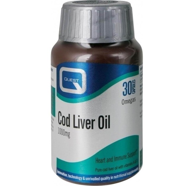 Quest Cod Liver Oil 1000mg With Vitamins A, D & E 30caps Quest Cod Liver Oil 1000mg With Vitamins A, D & E 30caps
