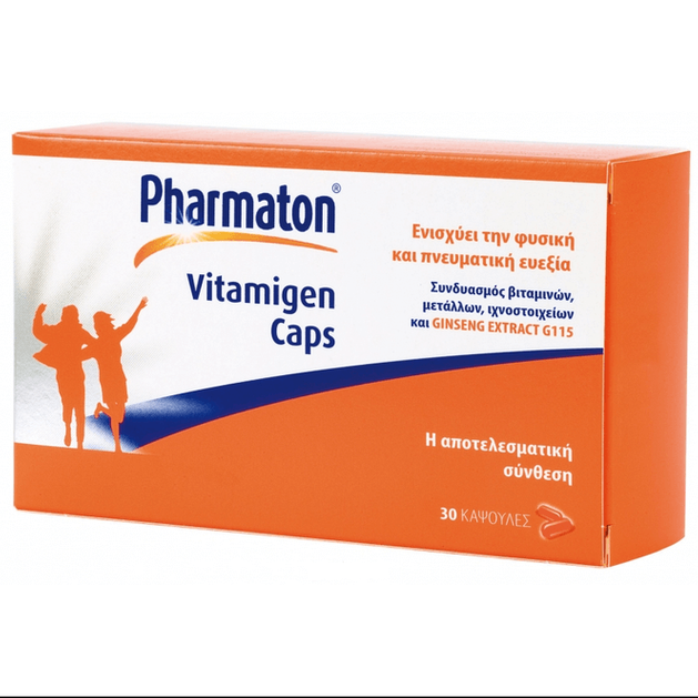 Pharmaton Vitamigen Πολυβιταμίνες, Συνδυασμός Βιταμινών, Μετάλλων, Ιχνοστοιχείων και Ginseng Extract G115 30Caps Pharmaton Vitamigen Πολυβιταμίνες, Συνδυασμός Βιταμινών, Μετάλλων, Ιχνοστοιχείων και Ginseng Extract G115 30Caps