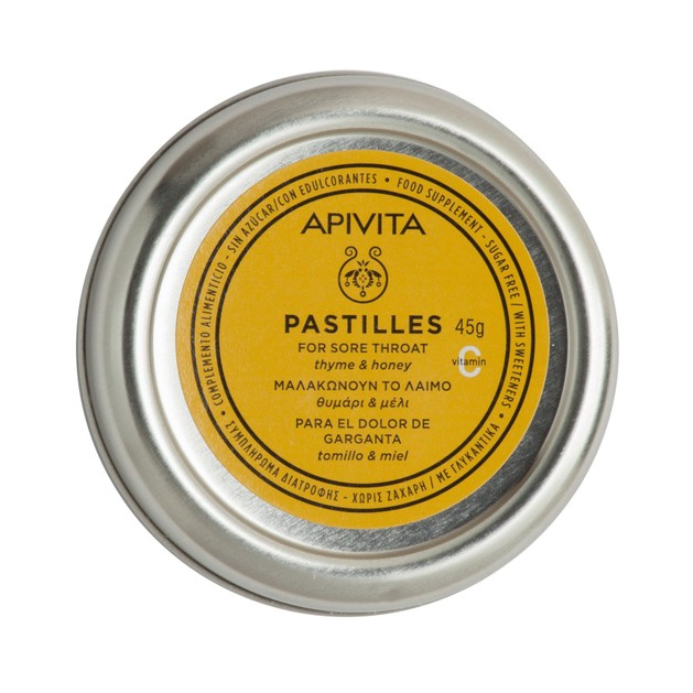 Apivita Pastilles For Sore Throat With Thyme & Honey 45g Apivita Pastilles For Sore Throat With Thyme & Honey 45g