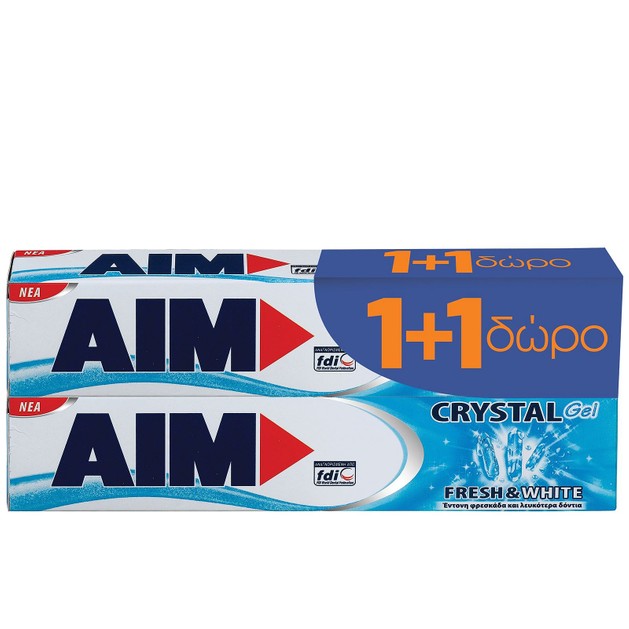 Aim Οδοντόκρεμα Aim Crystal Gel 75ml 1+1 Δώρο Aim Οδοντόκρεμα Aim Crystal Gel 75ml 1+1 Δώρο