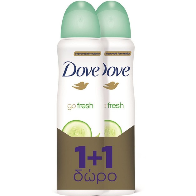 Dove Πακέτο Προσφοράς Spray Go Fresh Αποσμητικό Γυναικείο 150ml 1+1 Δώρο Dove Πακέτο Προσφοράς Spray Go Fresh Αποσμητικό Γυναικείο 150ml 1+1 Δώρο