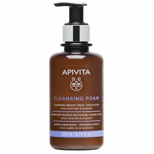 Apivita Cleansing Foam Face & Eyes With Olive, Lavender & Propolis 200ml Apivita Cleansing Foam Face & Eyes With Olive, Lavender & Propolis 200ml