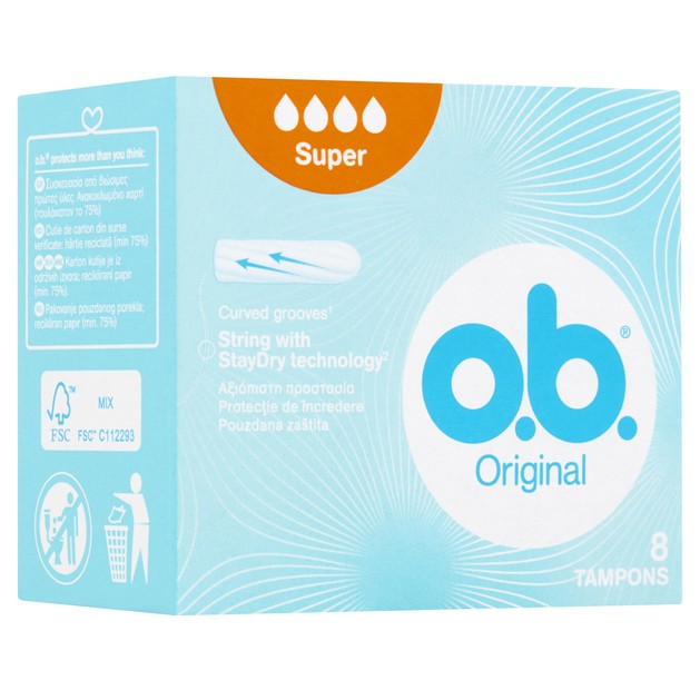 O.b. Original Super Ταμπόν για Ημέρες με Μέτρια Έως Μεγάλη Ροή 8 Τεμάχια O.b. Original Super Ταμπόν για Ημέρες με Μέτρια Έως Μεγάλη Ροή 8 Τεμάχια