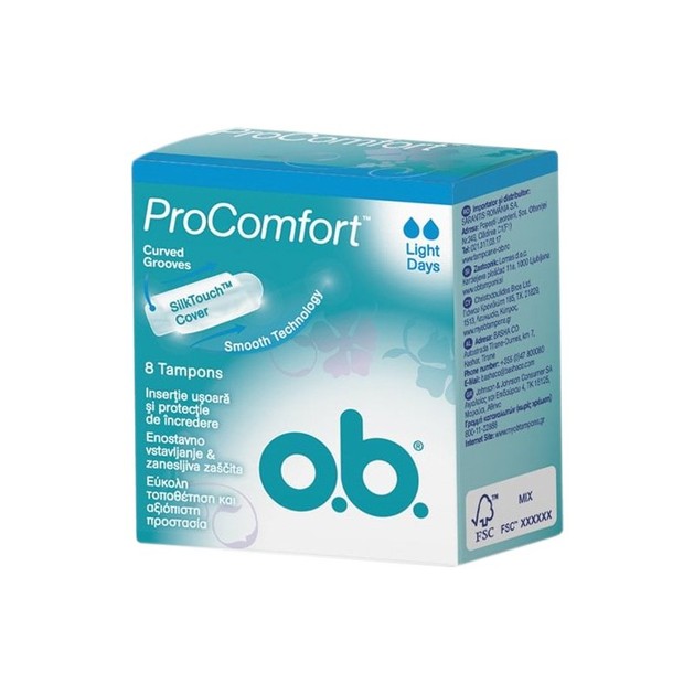 O.b. ProComfort Light Days Ταμπόν για Ημέρες με Πολύ Μικρή Ροή 8 Τεμάχια O.b. ProComfort Light Days Ταμπόν για Ημέρες με Πολύ Μικρή Ροή 8 Τεμάχια
