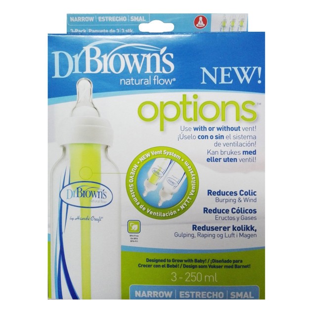 Dr. Brown\'s Natural Flow Options Πλαστικό Μπιμπερό 0m+ Συσκευασία 3-Pack & Στενό Λαιμό Θηλή Σιλικόνης SB83005 3x250ml Dr. Brown\'s Natural Flow Options Πλαστικό Μπιμπερό 0m+ Συσκευασία 3-Pack & Στενό Λαιμό Θηλή Σιλικόνης SB83005 3x250ml