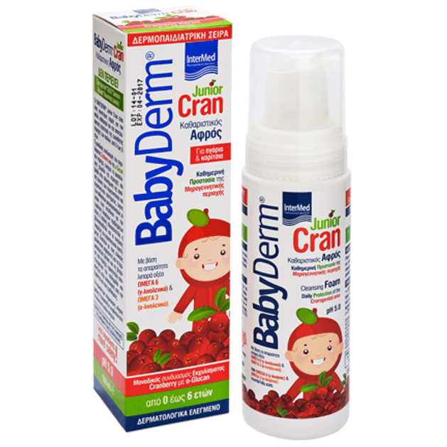 BabyDerm Junior Cran Καθαριστικός Αφρός για την Προστασία της Μηρογεννητικής Περιοχής με Cranberry απο 0-6 Ετών 150ml BabyDerm Junior Cran Καθαριστικός Αφρός για την Προστασία της Μηρογεννητικής Περιοχής με Cranberry απο 0-6 Ετών 150ml