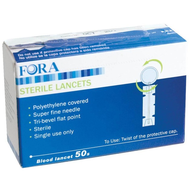 Fora Sterile Lancets Αποστειρωμένες Βελόνες 30G για Χρήση με το Μετρητή Σακχάρου 50τμχ Fora Sterile Lancets Αποστειρωμένες Βελόνες 30G για Χρήση με το Μετρητή Σακχάρου 50τμχ