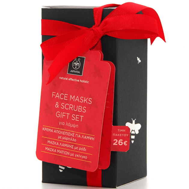 Apivita Face Masks & Scrubs Gift Set Κρέμα Απολέπισης Μύρτιλλο 50ml, Μάσκα Λάμψης Ρόδι 50ml, Μάσκα ΜατιώνΤζίνγκο Μπιλόμπα 4x2ml Apivita Face Masks & Scrubs Gift Set Κρέμα Απολέπισης Μύρτιλλο 50ml, Μάσκα Λάμψης Ρόδι 50ml, Μάσκα ΜατιώνΤζίνγκο Μπιλόμπα 4x2ml
