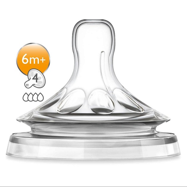 Avent Natural Θηλή Σιλικόνης 4 Οπών Γρήγορης Ροής απο 6 Μηνών 2τμχ Avent Natural Θηλή Σιλικόνης 4 Οπών Γρήγορης Ροής απο 6 Μηνών 2τμχ