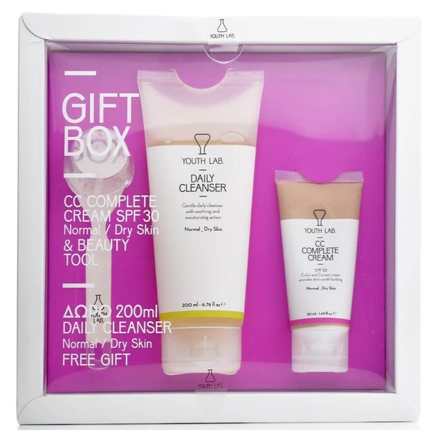 YOUTH LAB Spring Gift Box for Normal-Dry Skin With CC Complete Cream Spf30 50ml & Beauty Tool & Δώρο Daily Cleanser 200ml YOUTH LAB Spring Gift Box for Normal-Dry Skin With CC Complete Cream Spf30 50ml & Beauty Tool & Δώρο Daily Cleanser 200ml