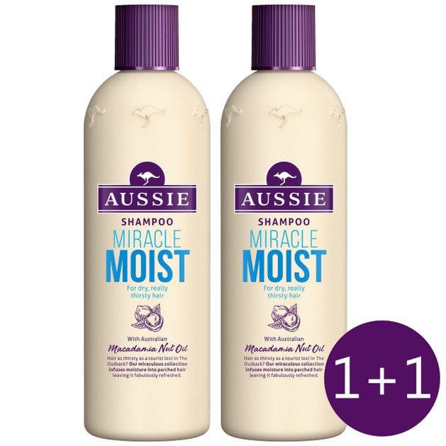 Aussie Πακέτο Προσφοράς Miracle Moist Shampoo Προσφέρει Μια Ανάσα Δροσιάς Στα Ξηρά Ταλαιπωρημένα Μαλλιά 2 x 300ml 1+1 Δώρο Aussie Πακέτο Προσφοράς Miracle Moist Shampoo Προσφέρει Μια Ανάσα Δροσιάς Στα Ξηρά Ταλαιπωρημένα Μαλλιά 2 x 300ml 1+1 Δώρο