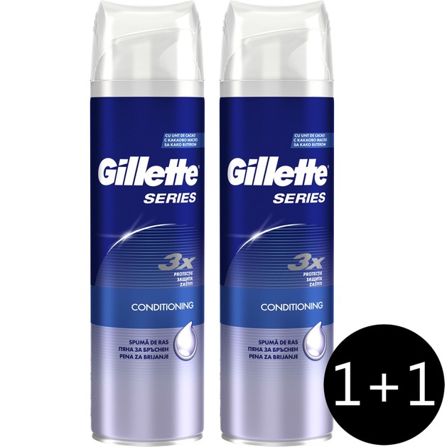 Gillette Πακέτο Προσφοράς Series Αφρός Ξυρίσματος με Τριπλή Προστασία 2x250ml 1+1 Δώρο Gillette Πακέτο Προσφοράς Series Αφρός Ξυρίσματος με Τριπλή Προστασία 2x250ml 1+1 Δώρο