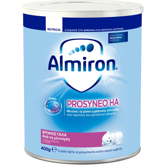 Nutricia Almiron Prosyneo HA Βρεφικό Γάλα που Μειώνει το Ρίσκο Εμφάνισης Αλλεργίας, από την Γέννηση 400g Nutricia Almiron Prosyneo HA Βρεφικό Γάλα που Μειώνει το Ρίσκο Εμφάνισης Αλλεργίας, από την Γέννηση 400g