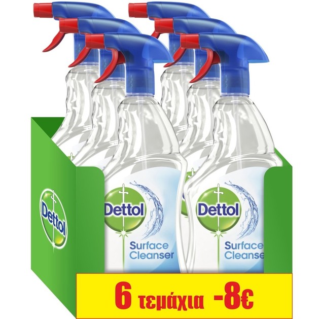 Dettol Πακέτο Προσφοράς Anti-Bacterial Surface Cleanser Spray Αντιβακτηριδιακό Απολυμαντικό Επιφανειών 6x500ml Dettol Πακέτο Προσφοράς Anti-Bacterial Surface Cleanser Spray Αντιβακτηριδιακό Απολυμαντικό Επιφανειών 6x500ml