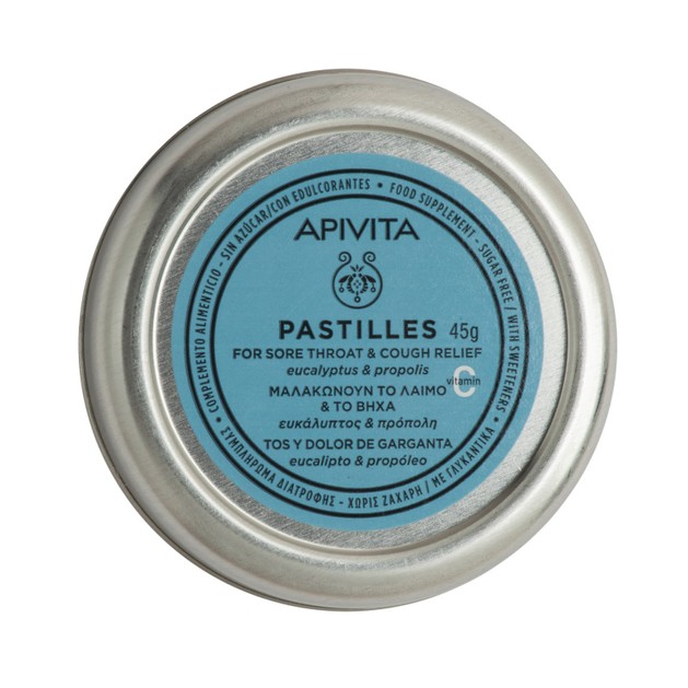 Apivita Pastilles For Sore Throat & Cough Relief With Eucalyptus & Propolis 45g Apivita Pastilles For Sore Throat & Cough Relief With Eucalyptus & Propolis 45g