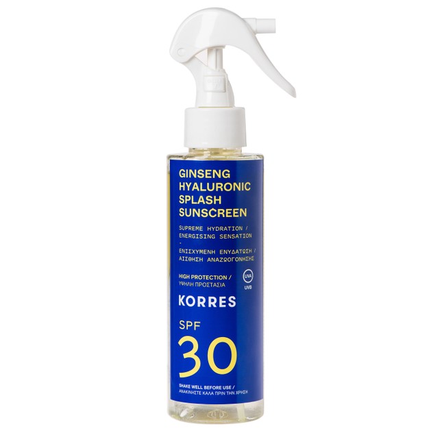 Korres Ginseng Hyaluronic Splash Sunscreen Spray Spf30 Αντηλιακό Water Υφής Προσώπου Σώματος Ενισχυμένο με Υαλουρονικό Οξύ 150ml Korres Ginseng Hyaluronic Splash Sunscreen Spray Spf30 Αντηλιακό Water Υφής Προσώπου Σώματος Ενισχυμένο με Υαλουρονικό Οξύ 150ml