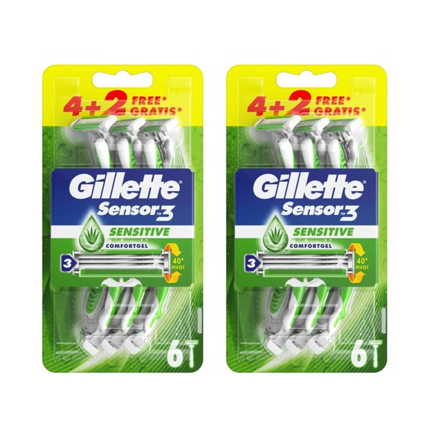 Gillette Πακέτο Προσφοράς Sensor 3 Sensitive Ξυραφάκια 2 x 6 Τεμάχια 1+1 Δώρο Gillette Πακέτο Προσφοράς Sensor 3 Sensitive Ξυραφάκια 2 x 6 Τεμάχια 1+1 Δώρο