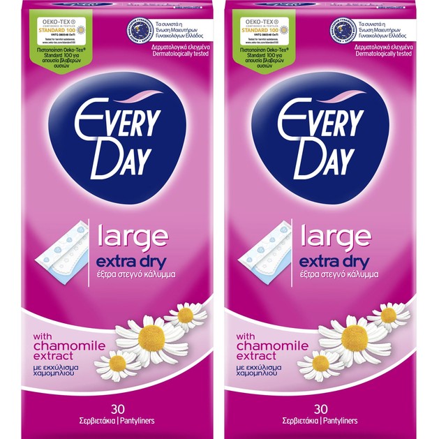 Every Day Πακέτο Προσφοράς Extra Dry Large Ανατομικά Σερβιετάκια για Μεγάλη Ροή 2x30 Τεμάχια 1+1 Δώρο Every Day Πακέτο Προσφοράς Extra Dry Large Ανατομικά Σερβιετάκια για Μεγάλη Ροή 2x30 Τεμάχια 1+1 Δώρο