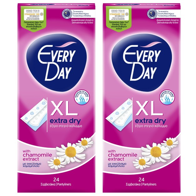 Every Day Πακέτο Προσφοράς Extra Dry XL Ανατομικά Σερβιετάκια για Πολύ Μεγάλη Ροή 2x24 Τεμάχια 1+1 Δώρο Every Day Πακέτο Προσφοράς Extra Dry XL Ανατομικά Σερβιετάκια για Πολύ Μεγάλη Ροή 2x24 Τεμάχια 1+1 Δώρο