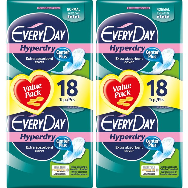 Every Day Πακέτο Προσφοράς Hyperdry Normal Ultra Plus Value Pack Σερβιέτες Ιδανικές για Κανονική Ροή 2x18 Τεμάχια 1+1 Δώρο Every Day Πακέτο Προσφοράς Hyperdry Normal Ultra Plus Value Pack Σερβιέτες Ιδανικές για Κανονική Ροή 2x18 Τεμάχια 1+1 Δώρο