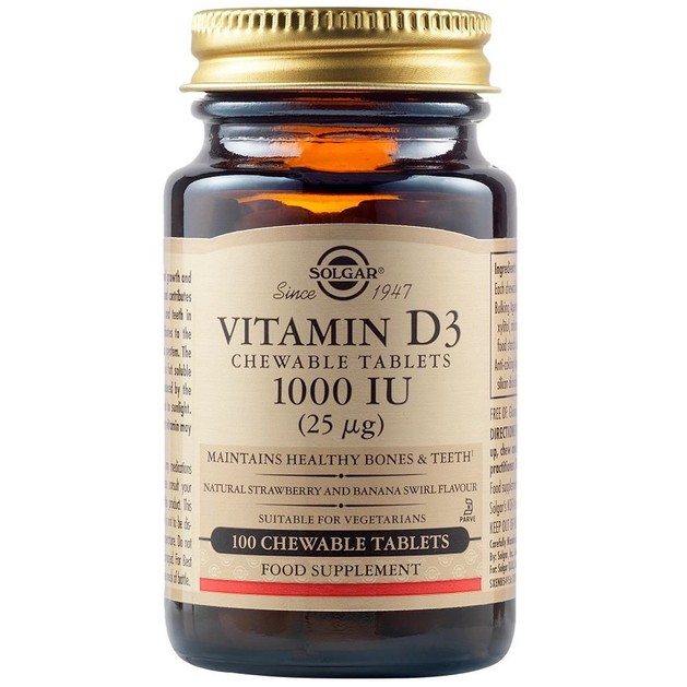 Solgar Vitamin D3 1000iu (25μg) 100 Chew.tabs Solgar Vitamin D3 1000iu (25μg) 100 Chew.tabs