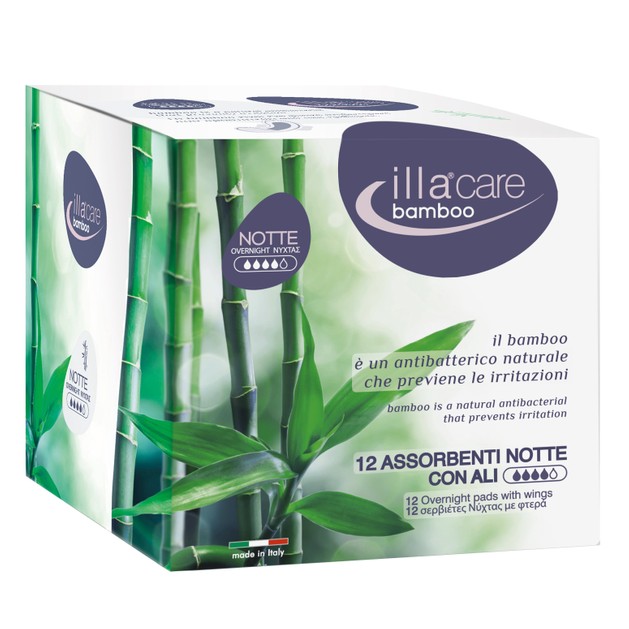 Illa Care Bamboo Absorbent Night Σερβιέτες Νύχτας με Φτερά Κατά των Ερεθισμών με Αντιβακτηριακές Ιδιότητες 12 Τεμάχια Illa Care Bamboo Absorbent Night Σερβιέτες Νύχτας με Φτερά Κατά των Ερεθισμών με Αντιβακτηριακές Ιδιότητες 12 Τεμάχια
