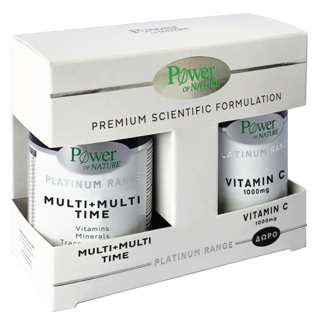 Power of Nature Πακέτο Προσφοράς Platinum Range Multi+Multi Time 30tabs & Δώρο Vitamin C 1000mg 20tabs Power of Nature Πακέτο Προσφοράς Platinum Range Multi+Multi Time 30tabs & Δώρο Vitamin C 1000mg 20tabs