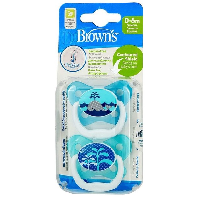 Dr. Brown\'s PreVent PV12402 Orthodontic Soother 0-6m Λευκό - Γαλάζιο 2 Τεμάχια Dr. Brown\'s PreVent PV12402 Orthodontic Soother 0-6m Λευκό - Γαλάζιο 2 Τεμάχια