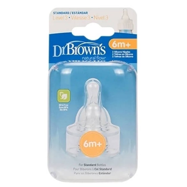 Dr. Brown\'s Θηλές Για Μπιμπερό Με Στενό Λαιμό Επίπεδο 3 Για Βρέφη 6m+, 2 τεμ,332-GB Dr. Brown\'s Θηλές Για Μπιμπερό Με Στενό Λαιμό Επίπεδο 3 Για Βρέφη 6m+, 2 τεμ,332-GB