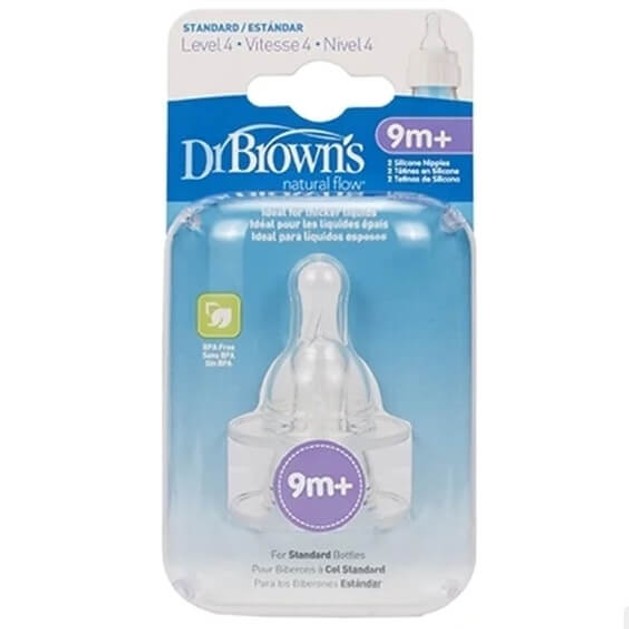 Dr. Brown\'s Natural Flow Level 4 Θηλές Σιλικόνης Για Στενό Μπουκάλι Με Γρήγορη Ροή Για Μωρά 9+, 2 τεμ.313-GB Dr. Brown\'s Natural Flow Level 4 Θηλές Σιλικόνης Για Στενό Μπουκάλι Με Γρήγορη Ροή Για Μωρά 9+, 2 τεμ.313-GB