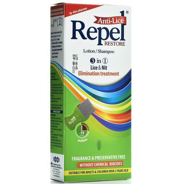 Uni-Pharma Repel Anti-Lice Restore Lotion/Shampoo, Αγωγή Εξάλειψης για Ψείρες & Κόνιδες, Περιλαμβάνεται Ειδικό Χτενάκι 200gr Uni-Pharma Repel Anti-Lice Restore Lotion/Shampoo, Αγωγή Εξάλειψης για Ψείρες & Κόνιδες, Περιλαμβάνεται Ειδικό Χτενάκι 200gr