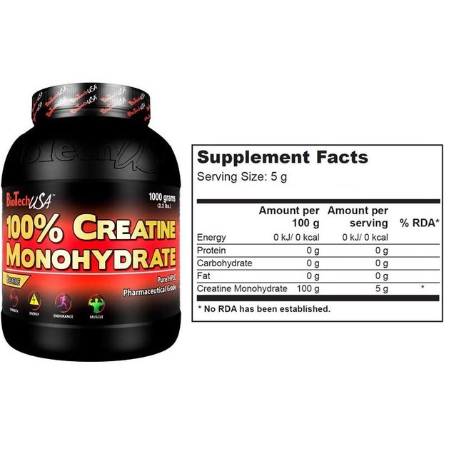 Biotech Usa 100% Creatine Monohydrate Καθαρή Μονοϋδρική Κρεατίνη 1000gr Biotech Usa 100% Creatine Monohydrate Καθαρή Μονοϋδρική Κρεατίνη 1000gr