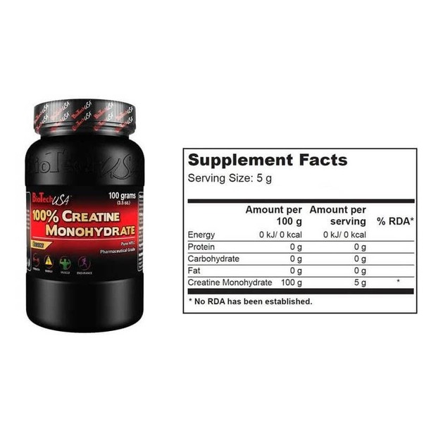 Biotech Usa 100% Creatine Monohydrate Καθαρή Μονοϋδρική Κρεατίνη Σε Μορφή Σκόνης 100gr Biotech Usa 100% Creatine Monohydrate Καθαρή Μονοϋδρική Κρεατίνη Σε Μορφή Σκόνης 100gr