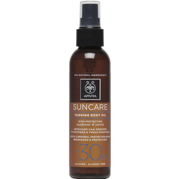 Apivita Suncare Tanning Body Oil With Sunflower & Carrot Spf30, 150ml Apivita Suncare Tanning Body Oil With Sunflower & Carrot Spf30, 150ml