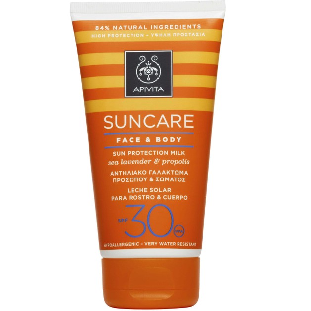 Apivita Suncare Face & Body Protection Milk With Sea Lavender & Propolis Spf30, 150ml Apivita Suncare Face & Body Protection Milk With Sea Lavender & Propolis Spf30, 150ml