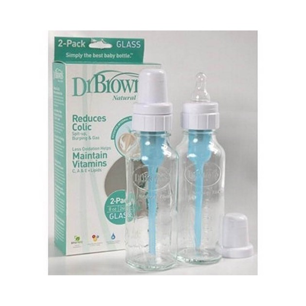 Dr. Brown\'s 263-GB Γυάλινο Μπιμπερό Με Στενό Λαιμό Θηλή Σιλικόνης 240ml 2 τεμάχια Dr. Brown\'s 263-GB Γυάλινο Μπιμπερό Με Στενό Λαιμό Θηλή Σιλικόνης 240ml 2 τεμάχια