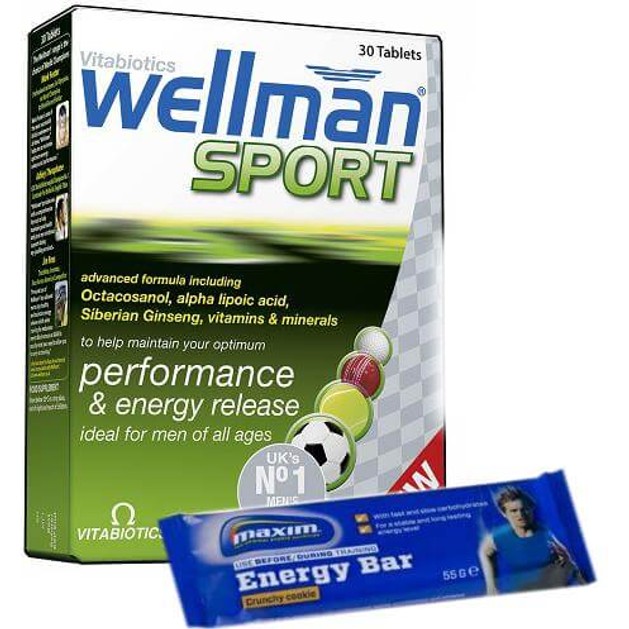 Vitabiotics Wellman Sport 30tabs & Δώρο 1 Maxim Energy Bar Vitabiotics Wellman Sport 30tabs & Δώρο 1 Maxim Energy Bar
