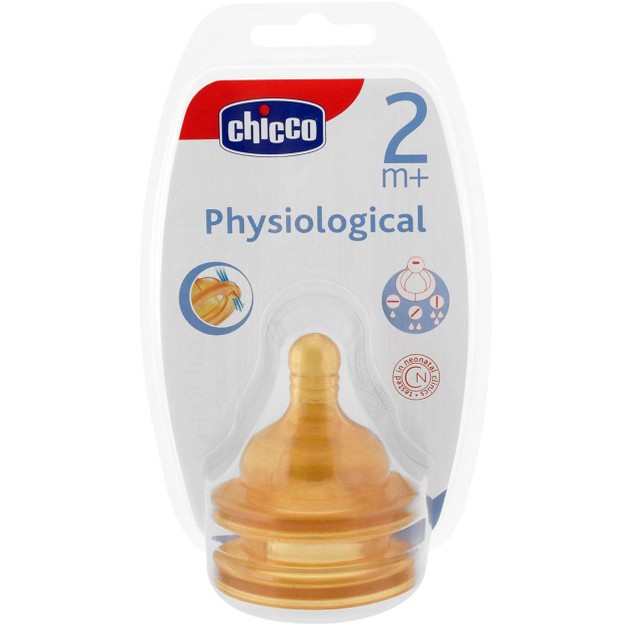 Chicco Θηλή Καουτσούκ 2m+ 2τμχ Chicco Θηλή Καουτσούκ 2m+ 2τμχ