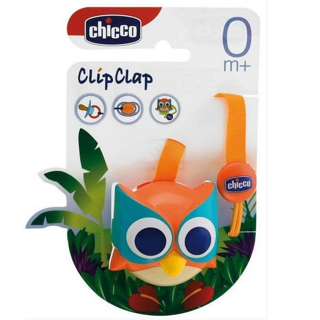 Chicco Clip Clap Κλιπ Πιπίλας με Υφασμάτινη Κορδέλα Κουκουβάγια 0m+ Chicco Clip Clap Κλιπ Πιπίλας με Υφασμάτινη Κορδέλα Κουκουβάγια 0m+
