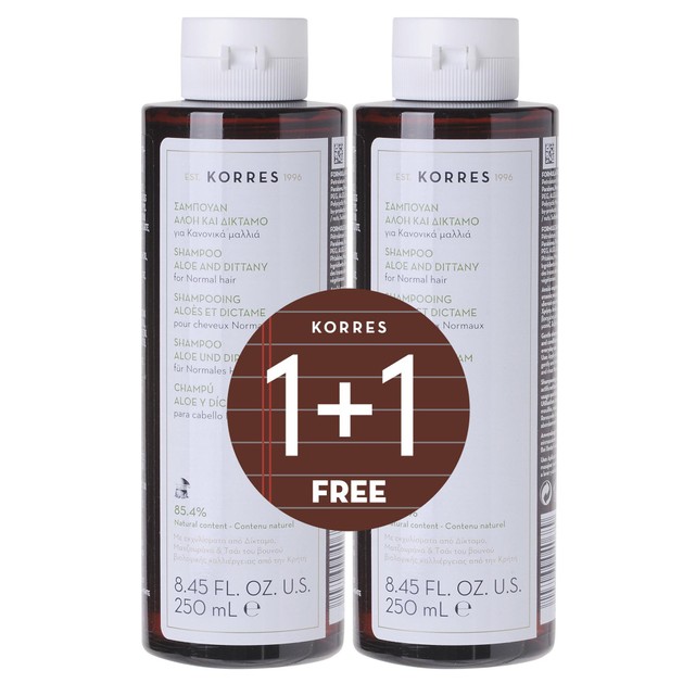 Korres Aloe & Dittany Shampoo για Κανονικά Μαλλιά 1+1 Δώρο 2χ250ml Korres Aloe & Dittany Shampoo για Κανονικά Μαλλιά 1+1 Δώρο 2χ250ml