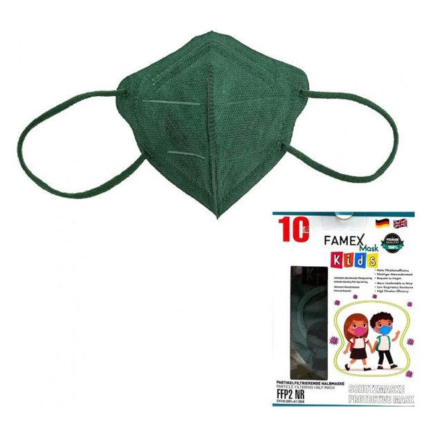 Famex Mask Kids Παιδικές Μάσκες Προστασίας μιας Χρήσης FFP2 NR Dark Green 10 Τεμάχια Famex Mask Kids Παιδικές Μάσκες Προστασίας μιας Χρήσης FFP2 NR Dark Green 10 Τεμάχια