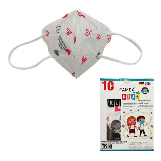 Famex Mask Kids Παιδικές Μάσκες Προστασίας μιας Χρήσης FFP2 NR Heart 10 Τεμάχια Famex Mask Kids Παιδικές Μάσκες Προστασίας μιας Χρήσης FFP2 NR Heart 10 Τεμάχια