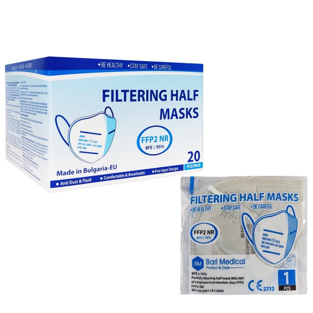 Filtering Half Non Medical Masks FFP2 NR KN95 Μάσκα Προστασίας με Μεταλλικό Έλασμα μιας Χρήσης σε Γκρι Χρώμα 20 Τεμάχια Filtering Half Non Medical Masks FFP2 NR KN95 Μάσκα Προστασίας με Μεταλλικό Έλασμα μιας Χρήσης σε Γκρι Χρώμα 20 Τεμάχια