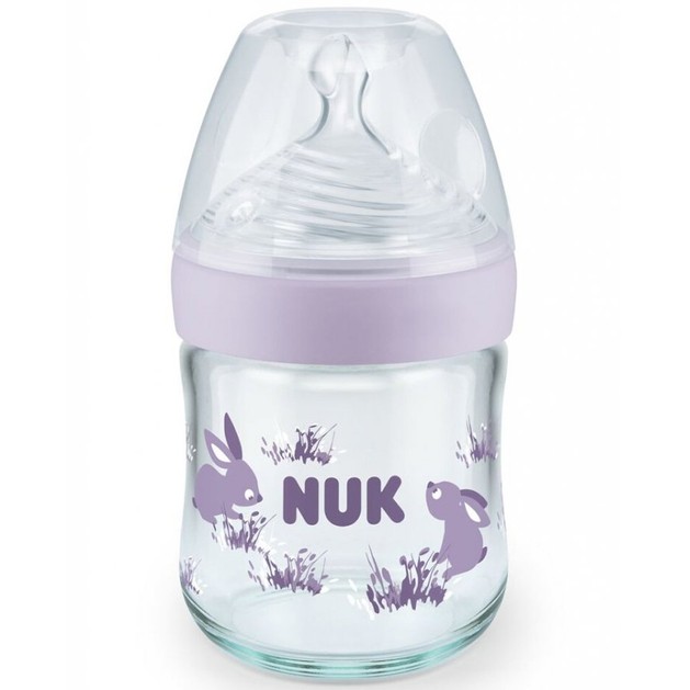 Nuk Nature Sense Glass Bottle Silicone Small 120ml - Μωβ Nuk Nature Sense Glass Bottle Silicone Small 120ml - Μωβ