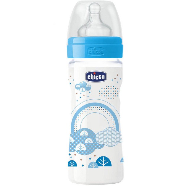 Chicco Πλαστικό Μπιμπερό με Θηλή Σιλικόνης Μέτριας Ροής Μπλε 2m+ 250ml Chicco Πλαστικό Μπιμπερό με Θηλή Σιλικόνης Μέτριας Ροής Μπλε 2m+ 250ml