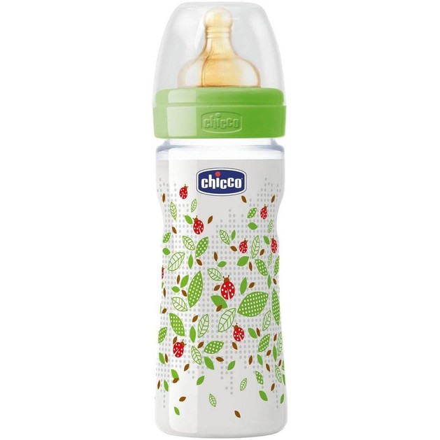 Chicco Πλαστικό Μπιμπερό με Θηλή Καουτσούκ Μέτριας Ροής Πράσινο 2m+ 250ml Chicco Πλαστικό Μπιμπερό με Θηλή Καουτσούκ Μέτριας Ροής Πράσινο 2m+ 250ml