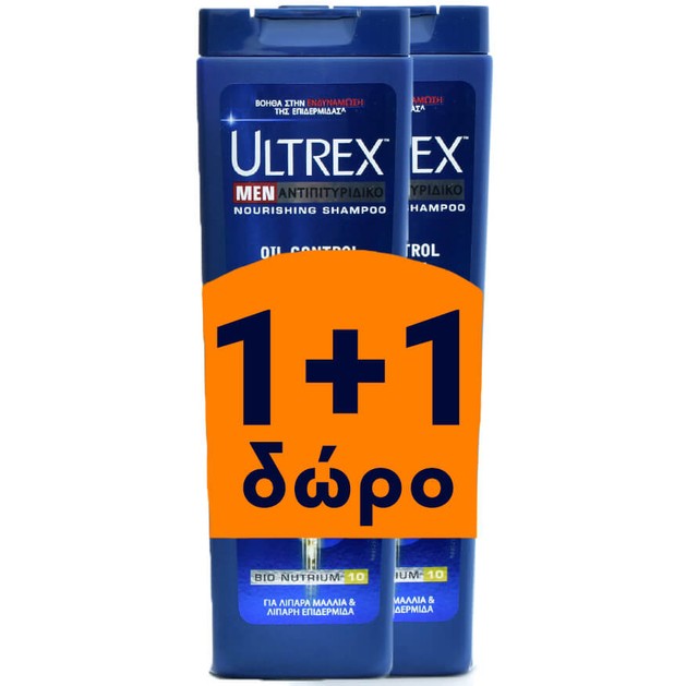 Ultrex Πακέτο Προσφοράς Men Shampoo Oil Control Refresh Shampoo για Λιπαρά Μαλλιά & Λιπαρή Ξηροδερμία 2x360ml Δώρο 1+1 Ultrex Πακέτο Προσφοράς Men Shampoo Oil Control Refresh Shampoo για Λιπαρά Μαλλιά & Λιπαρή Ξηροδερμία 2x360ml Δώρο 1+1