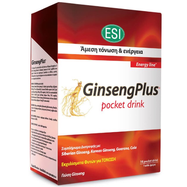 ESI Ginseng Plus Pocket Drink Συμπλήρωμα Διατροφής για Τόνωση 16x10ml ESI Ginseng Plus Pocket Drink Συμπλήρωμα Διατροφής για Τόνωση 16x10ml